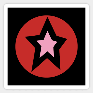 Small Pink Star Red Circle Graphic Sticker